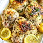 Baked Chicken Breast Lemon Garlic recipe, served and ready to eat, easy homemade dinner
