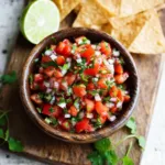 COPYCAT CHIPOTLE PICO DE GALLO recipe, served and ready to eat, easy homemade dinner