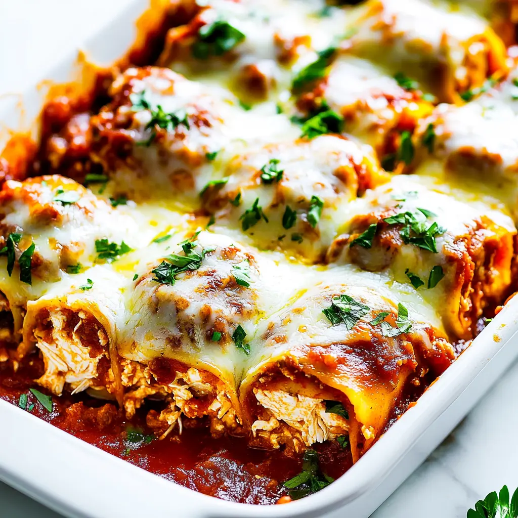 Cottage Cheese Chicken Lasagna Roll Ups