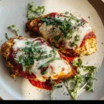 High Protein Chicken Parmesan recipe, served and ready to eat, easy homemade dinner