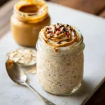 High Protein Overnight Oats Peanut Butter recipe, served and ready to eat, easy homemade dinner