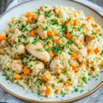 INSTANT POT CHICKEN AND RICE recipe, served and ready to eat, easy homemade dinner