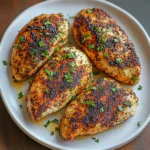 Juicy Air Fryer Chicken Breast recipe, served and ready to eat, easy homemade dinner