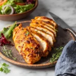 Juicy Air Fryer Chicken Breast No Breading recipe, served and ready to eat, easy homemade dinner