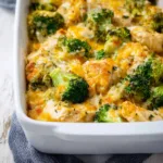 Keto Chicken Casserole Broccoli Cheese recipe, served and ready to eat, easy homemade dinner