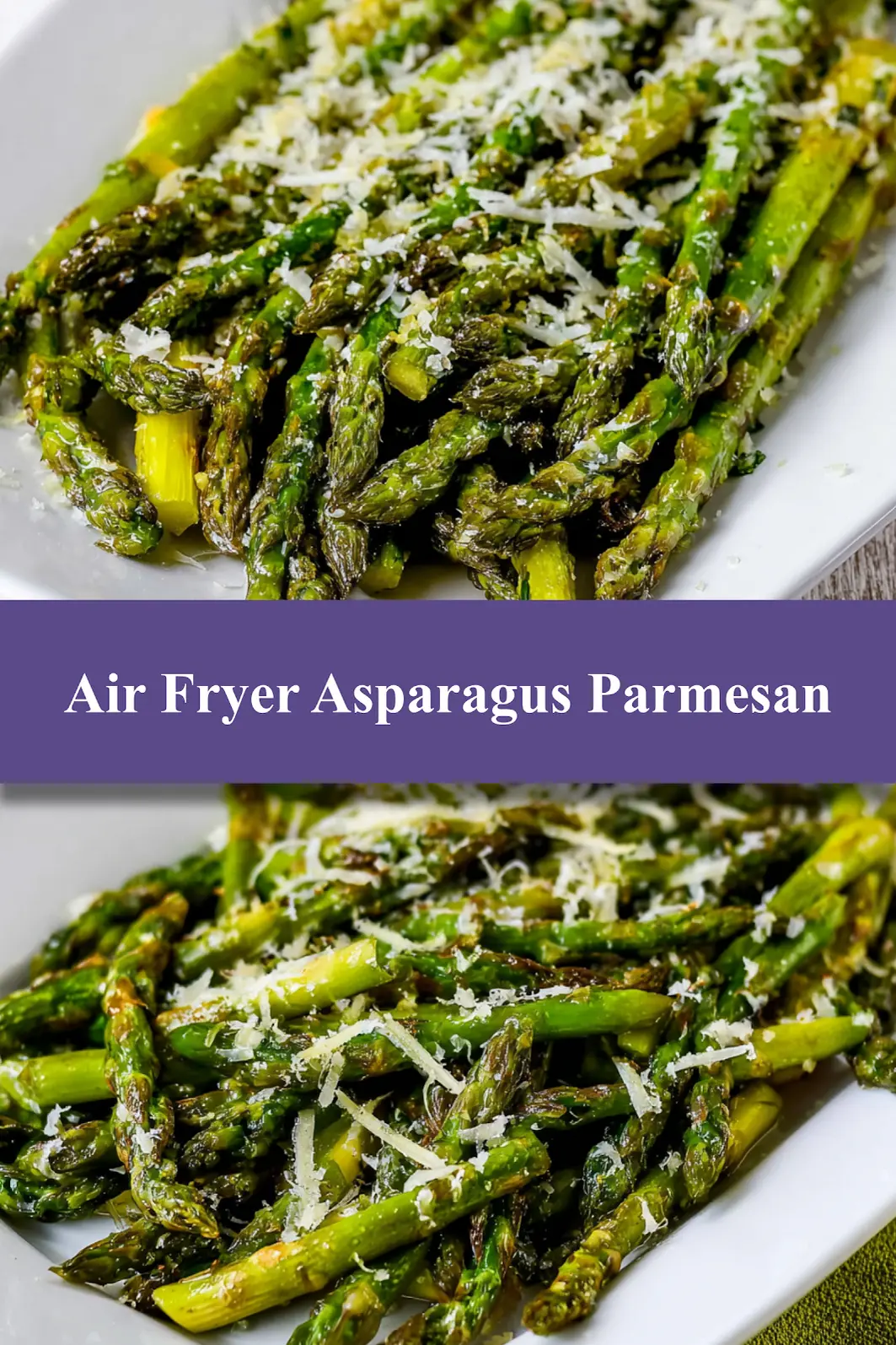 Air Fryer Asparagus Lemon Parmesan served and ready to eat, a quick and easy homemade side dish