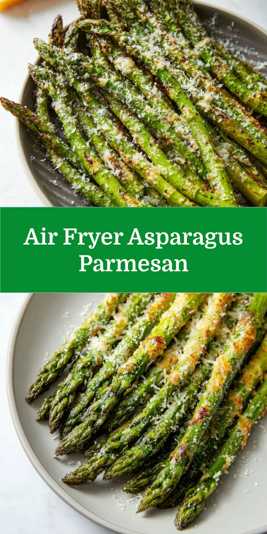 Air Fryer Asparagus Parmesan Made Crispy and Irresistible 7 Air Fryer Asparagus Parmesan recipe, served and ready to eat, easy homemade dinner