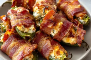 Air Fryer Bacon Wrapped Jalapeno Poppers Your New Favorite Air Fryer Bacon Wrapped Jalapeno Poppers recipe, served and ready to eat, easy homemade dinner