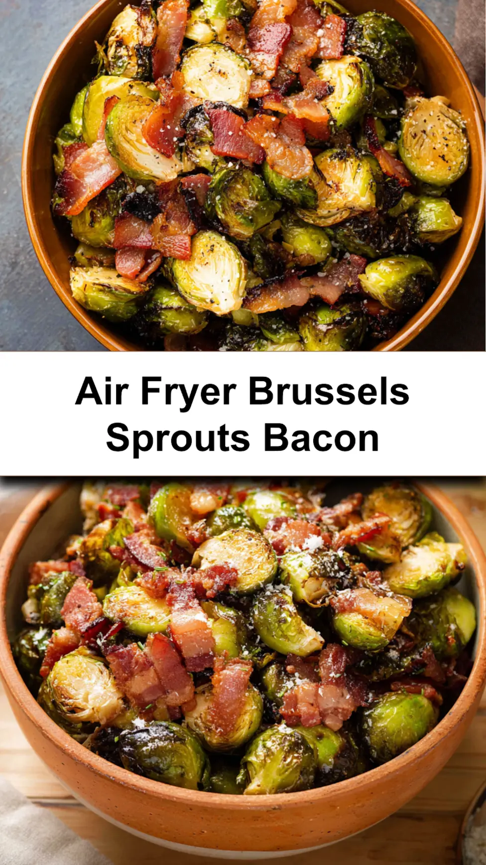 Air Fryer Brussels Sprouts Bacon Recipe Crispy Satisfying 7 Air Fryer Brussels Sprouts Bacon recipe served and ready to eat