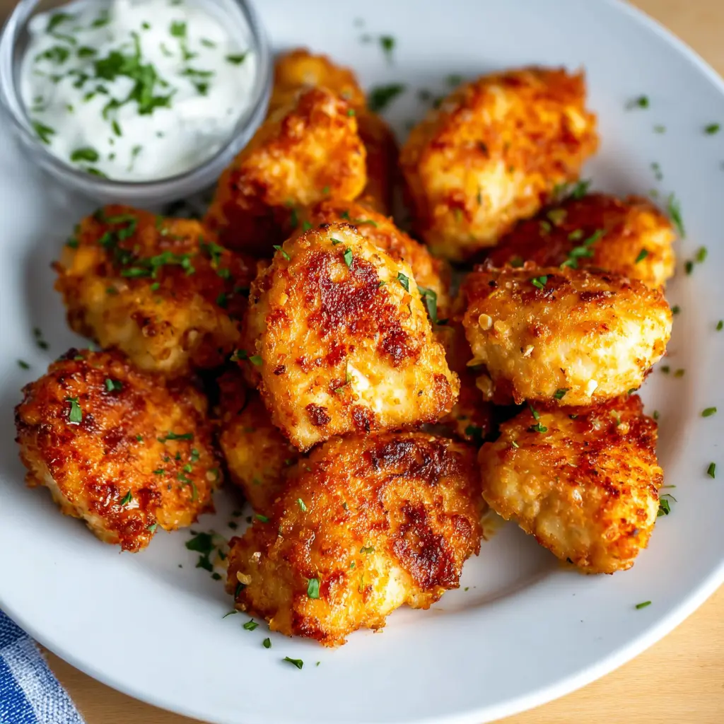 Air fryer chicken bites keto no breading, served and ready to eat  easy homemade dinner