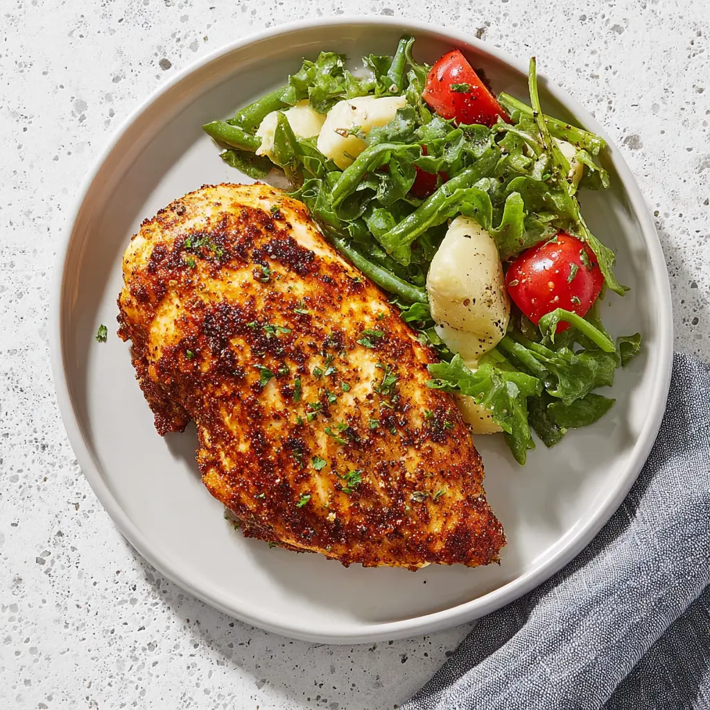 Air Fryer Chicken Breast Meal Prep recipe, served and ready to eat, easy homemade dinner