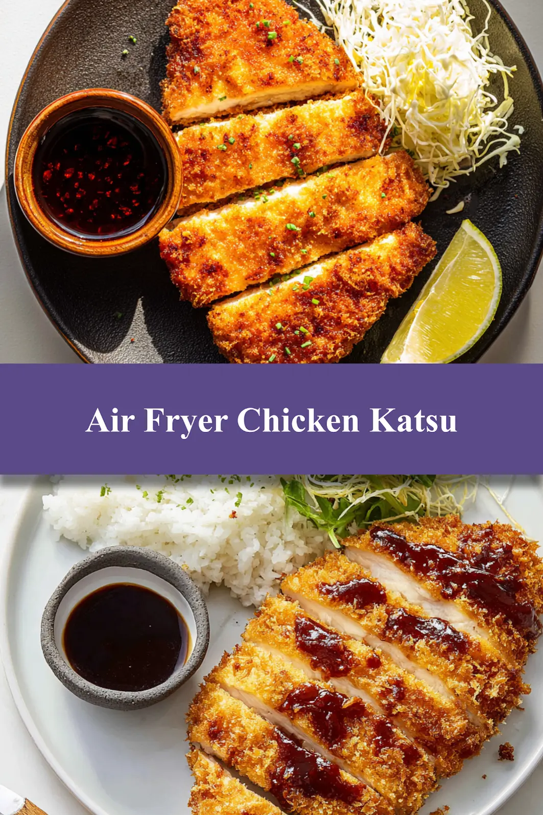 Air Fryer Chicken Katsu Panko served and ready to eat, easy homemade dish