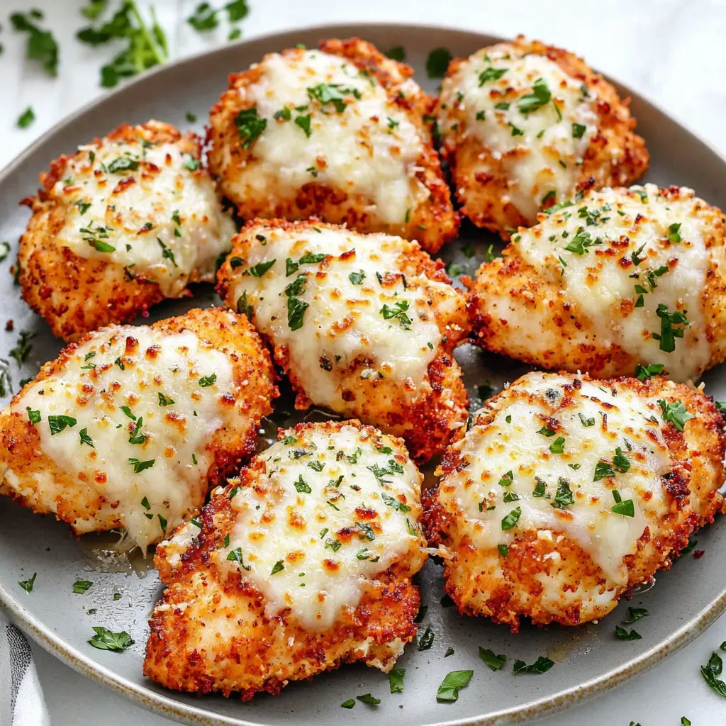 AIR FRYER CHICKEN PARMESAN recipe, served and ready to eat, easy homemade dinner