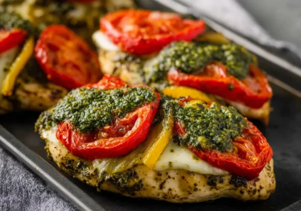 Air Fryer Chicken Pesto Sheet Pan That Makes Dinner Feel Special and Satisfying