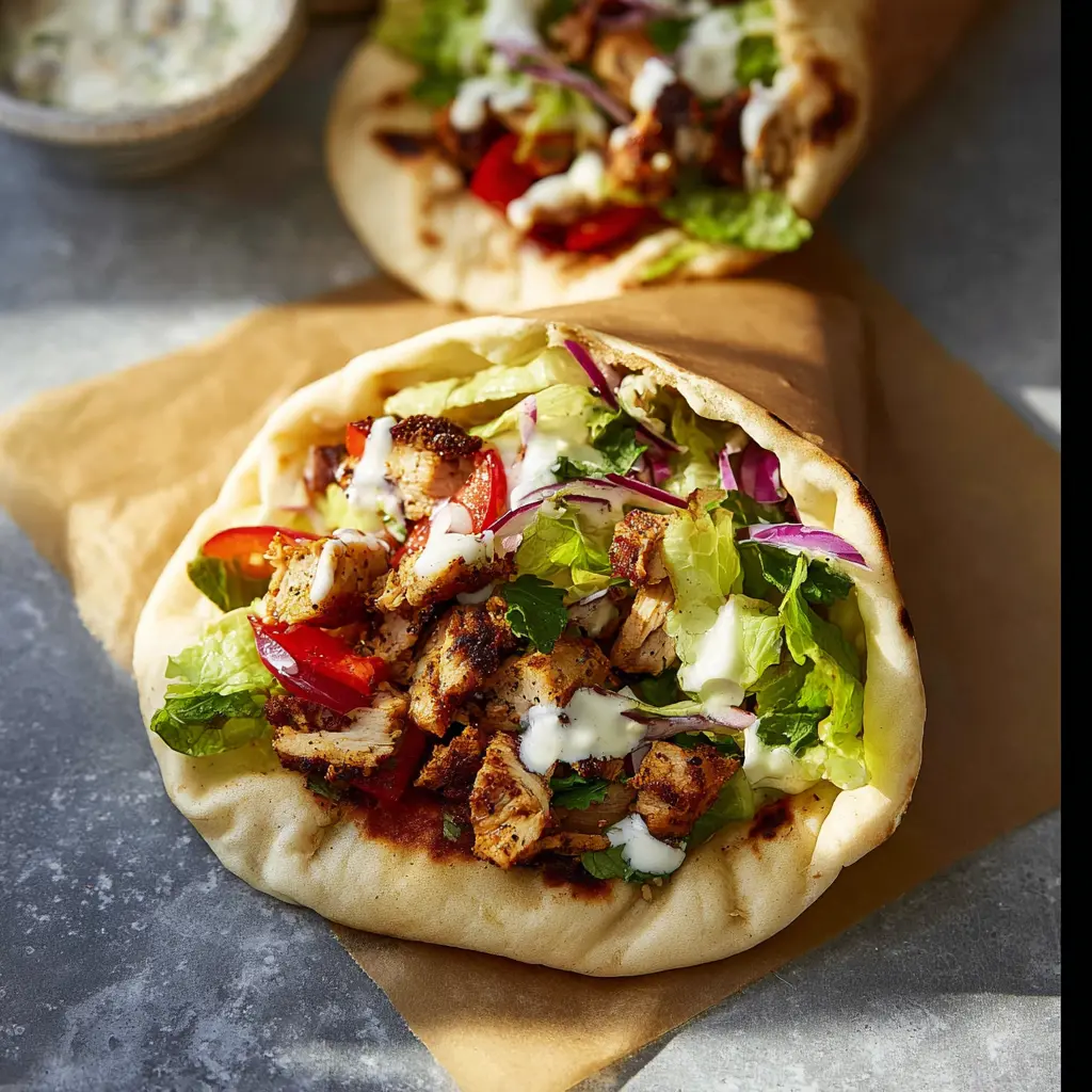 Air Fryer Chicken Shawarma Wrap recipe, served and ready to eat, easy homemade dish