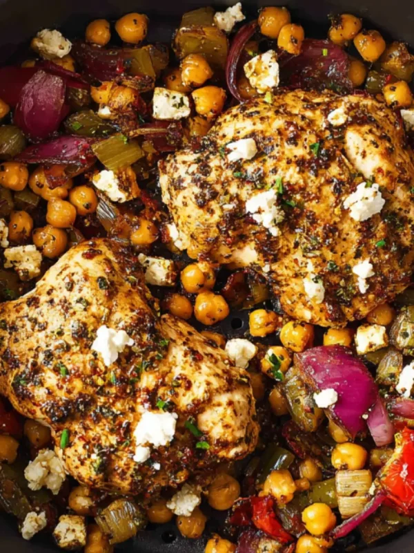 Air Fryer Greek Chicken Chickpeas Feta Vibrant New Way to Make Dinner Satisfying