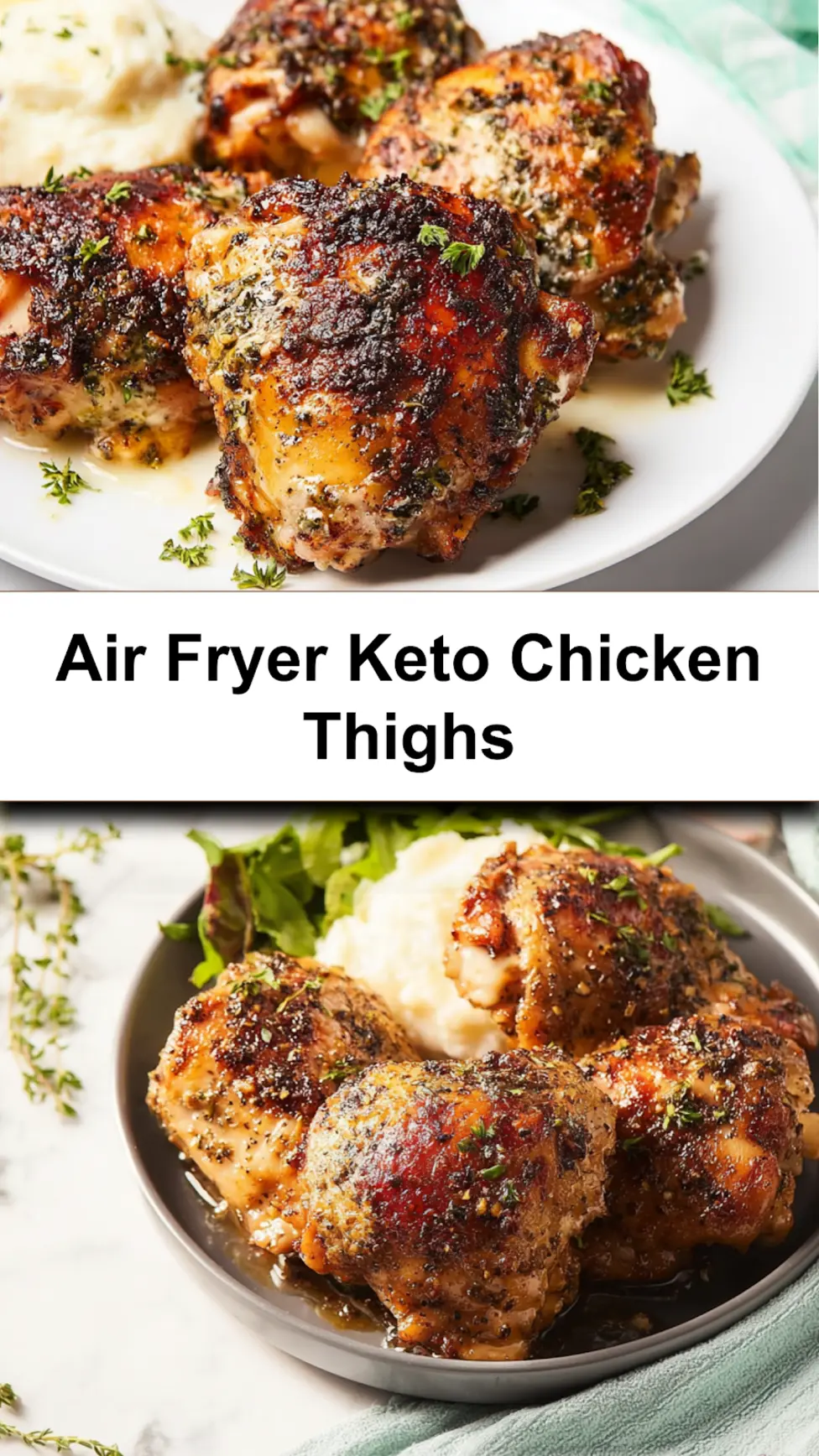 Air Fryer Keto Chicken Thighs Ranch Made This New Favorite Crispy Dinner 6 Air Fryer Keto Chicken Thighs Ranch recipe, served and ready to eat, easy homemade dish