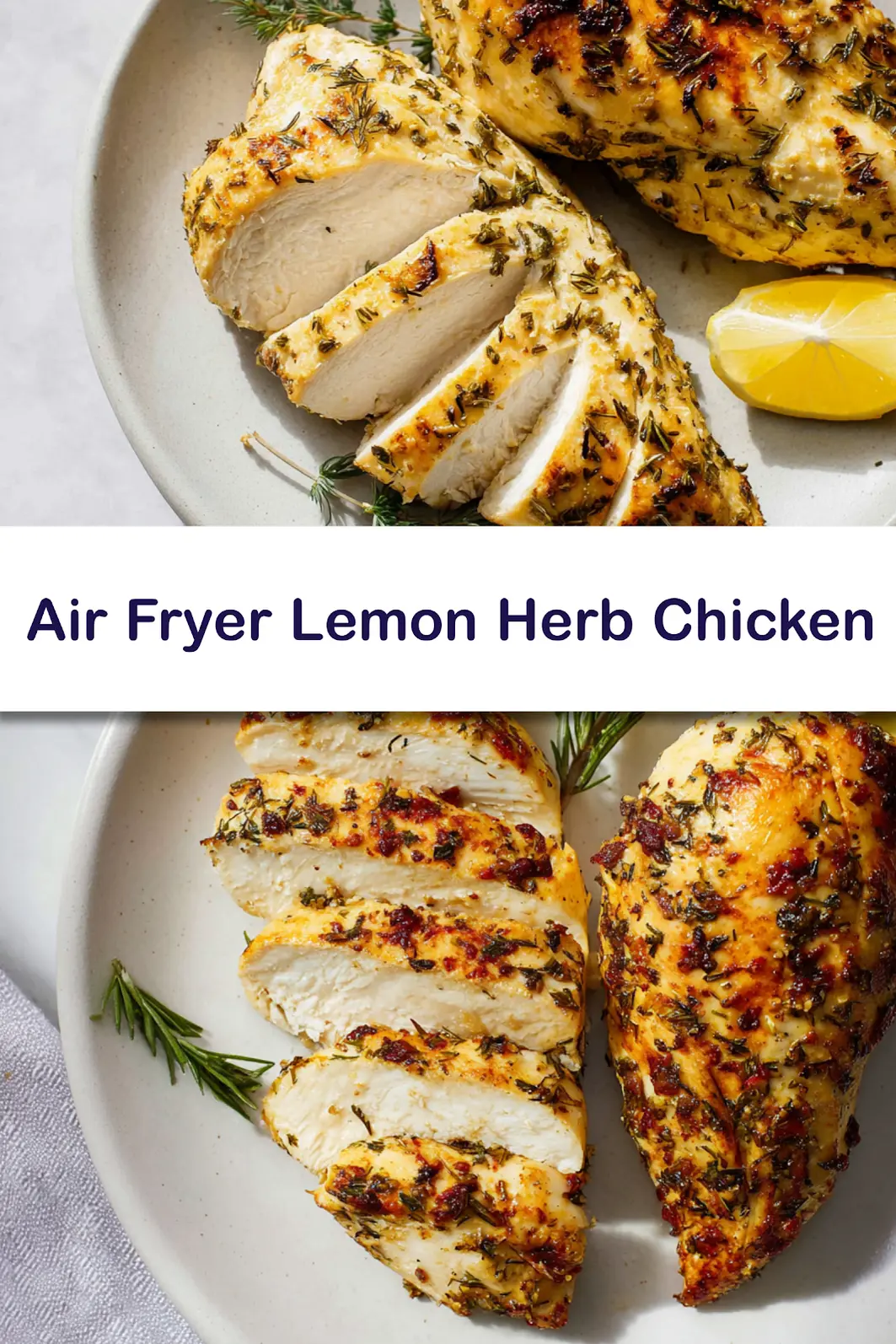 Air Fryer Lemon Herb Chicken Breast Spring Vibrant Easy Recipe 7 Air Fryer Lemon Herb Chicken Breast recipe, served and ready to eat, easy homemade dinner
