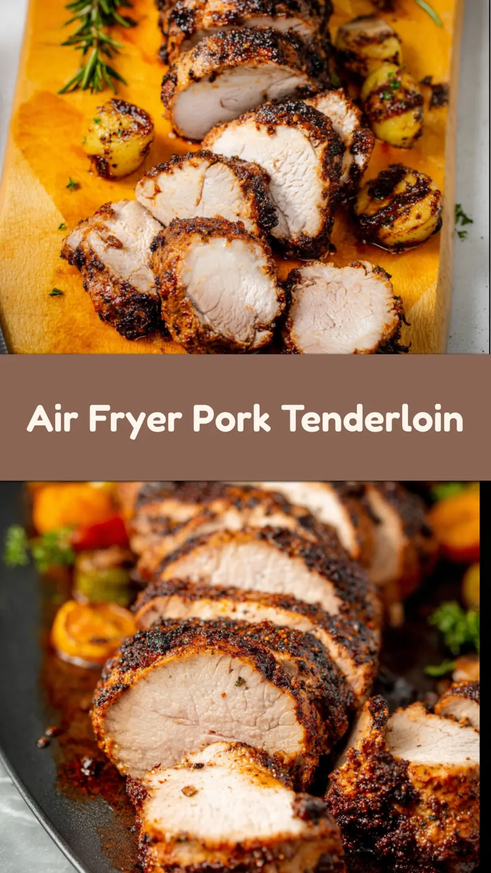 Air Fryer Pork Tenderloin 25 Minute Satisfying Perfect Recipe 7 Air Fryer Pork Tenderloin recipe, served and ready to eat, easy homemade dinner