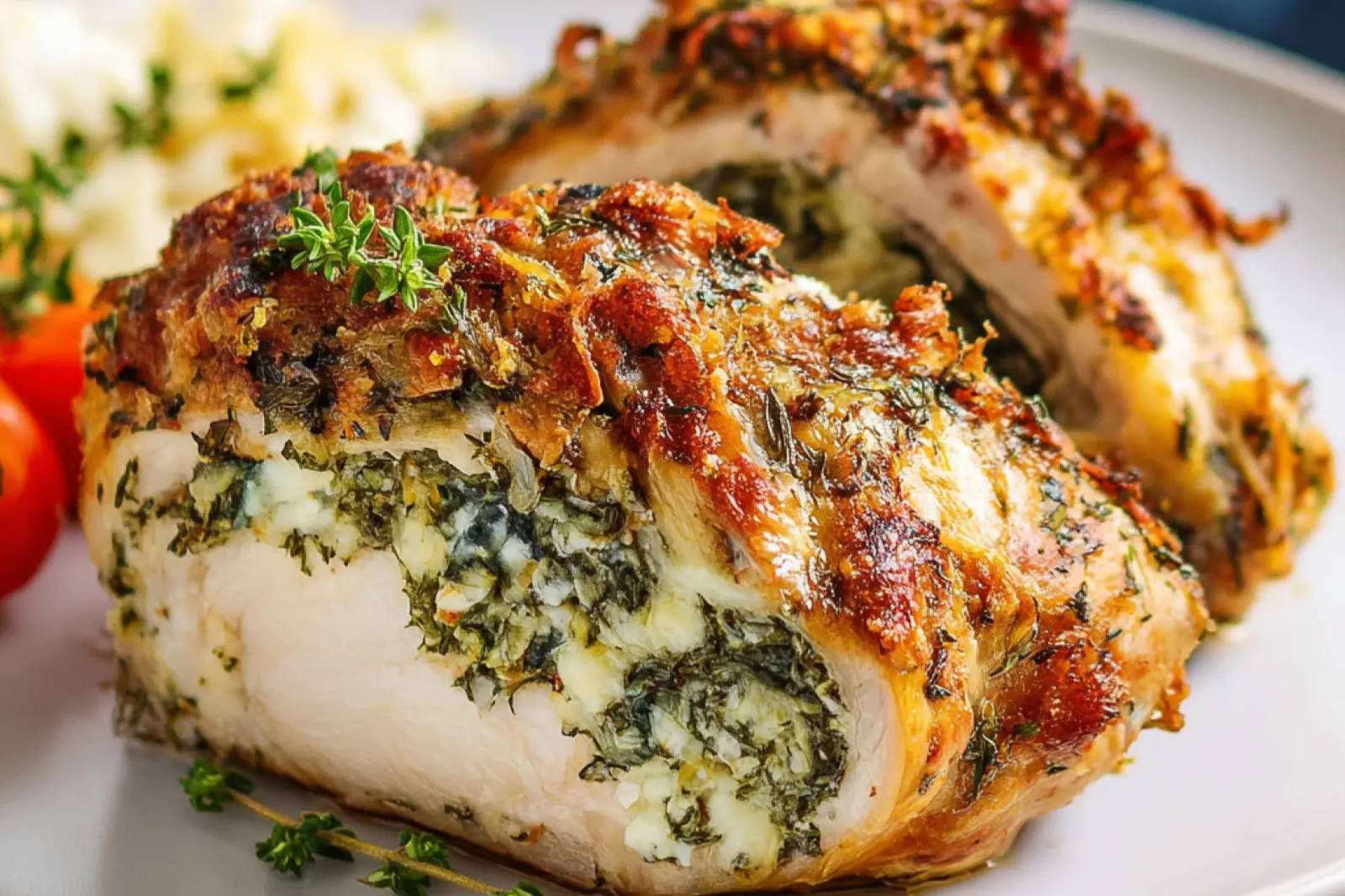 Air Fryer Stuffed Chicken Breast Spinach Feta Comforting