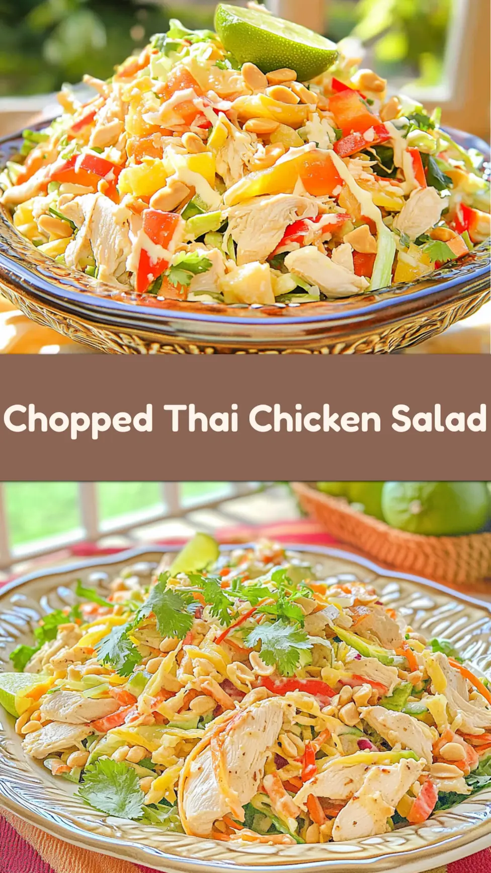 Chopped Thai Chicken Salad with Peanut Lime dressing, perfect for easy weeknight dinners