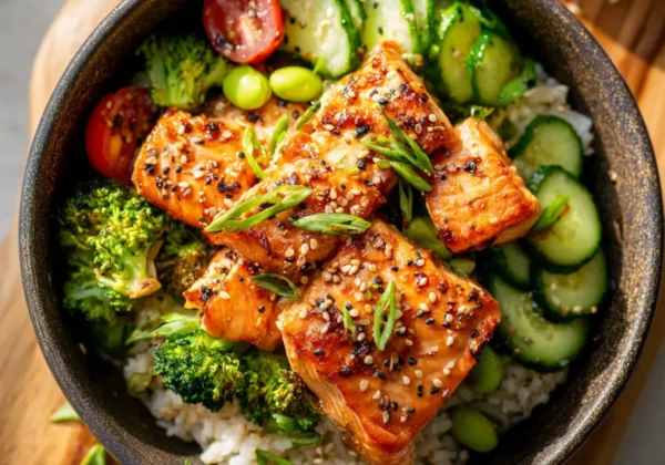 High Protein Air Fryer Salmon Bowl Feels Like a Real Satisfying New Favorite Dinner