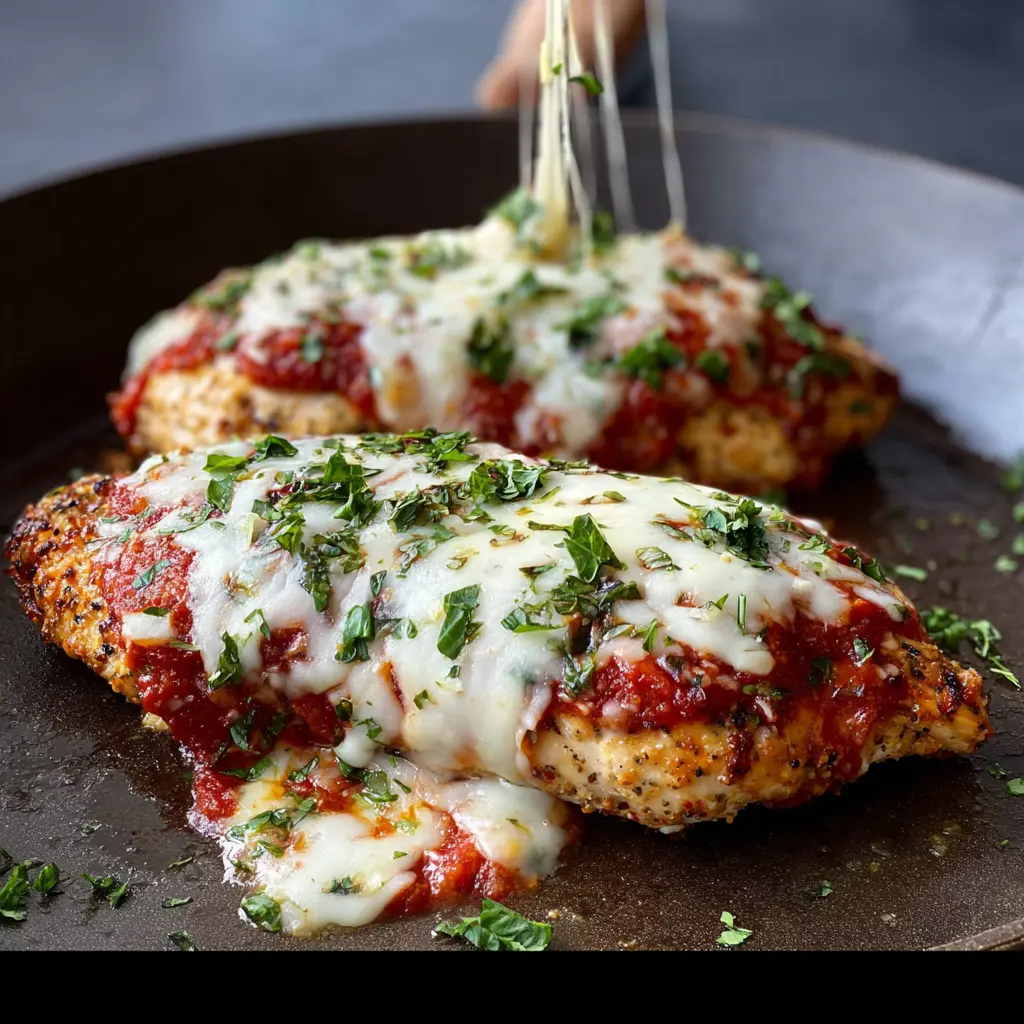 High Protein Chicken Parmesan recipe, served and ready to eat, easy homemade dinner