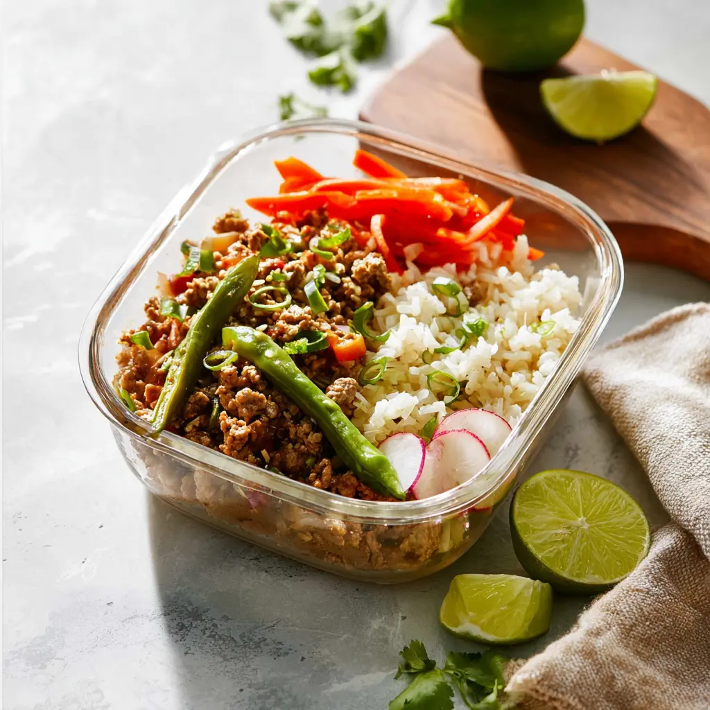 High Protein Ground Turkey Rice Bowl Made Satisfying and Easy 6 High Protein Ground Turkey Rice Bowl recipe, served and ready to eat, easy homemade dinner