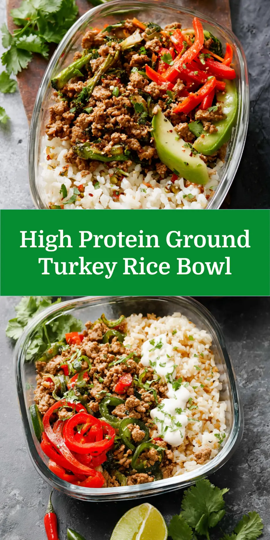 High Protein Ground Turkey Rice Bowl Made Satisfying and Easy 7 High Protein Ground Turkey Rice Bowl recipe, served and ready to eat, easy homemade dinner