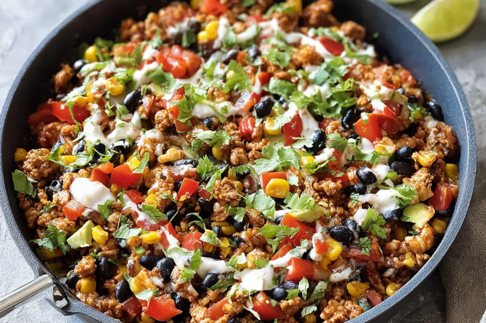 High Protein Skillet Turkey Taco Bowl Made Satisfying Fast