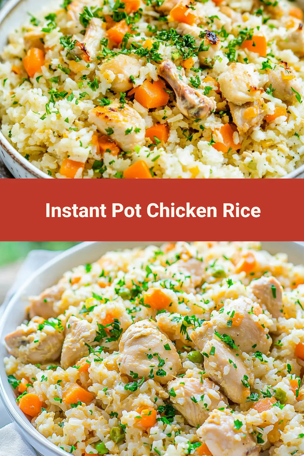 INSTANT POT CHICKEN AND RICE recipe, served and ready to eat, easy homemade dinner