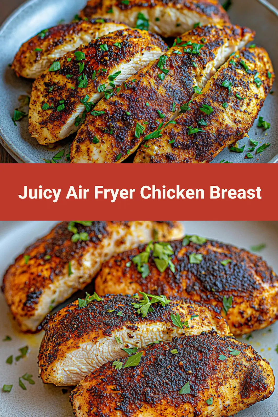 Juicy Air Fryer Chicken Breast Irresistible Perfect Dinner 7 Juicy Air Fryer Chicken Breast recipe, served and ready to eat, easy homemade dinner