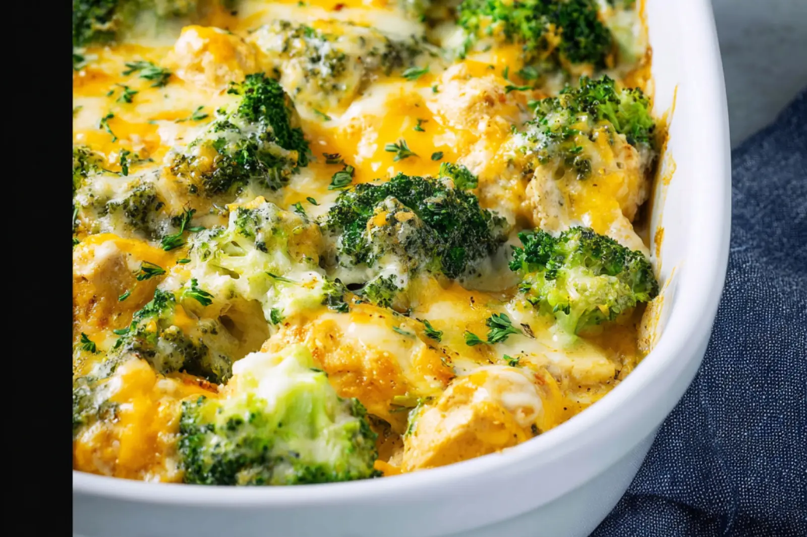 Keto Chicken Casserole Broccoli Cheese recipe, served and ready to eat, easy homemade dinner