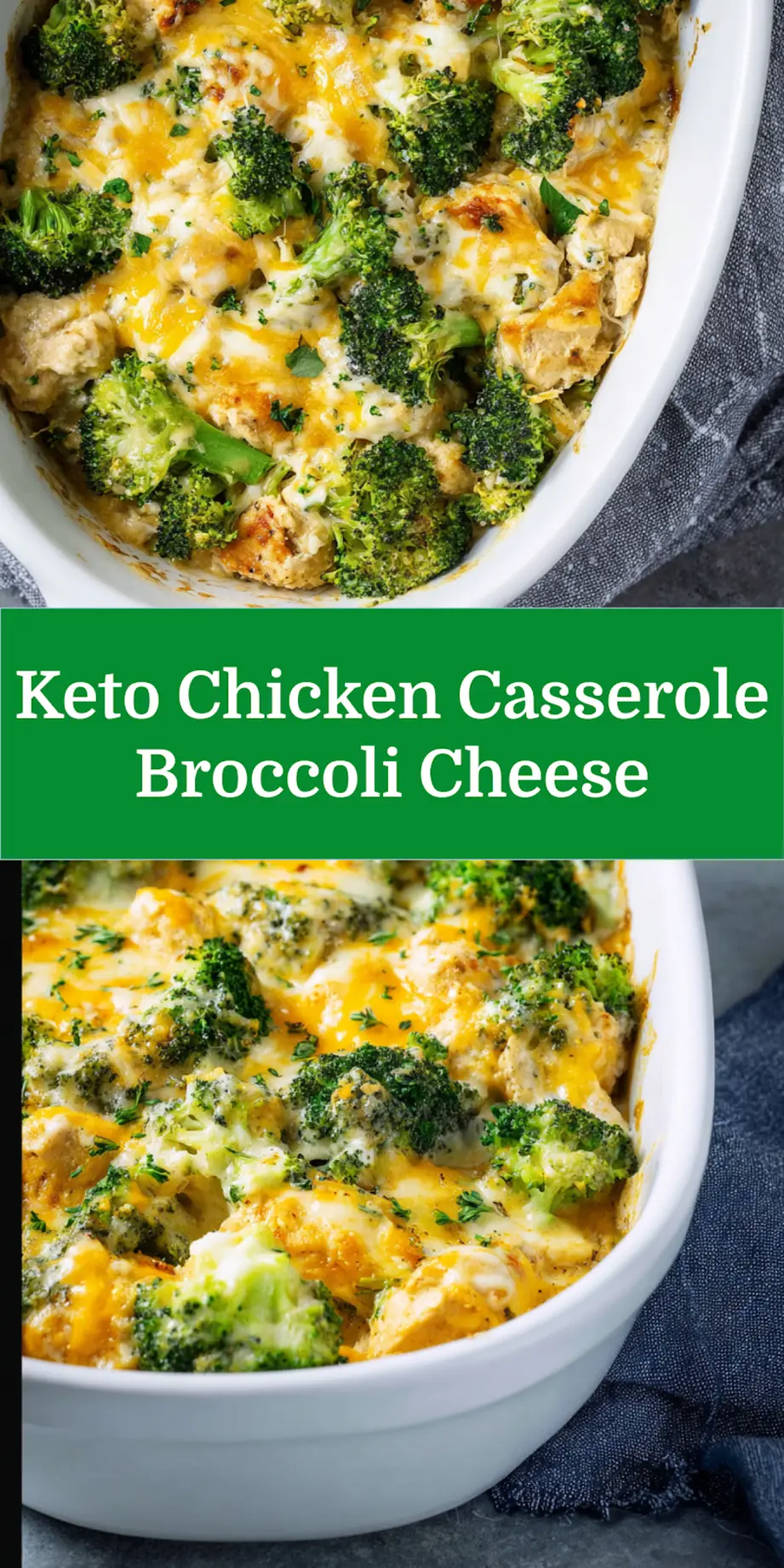 Keto Chicken Casserole Broccoli Cheese recipe, served and ready to eat, easy homemade dinner