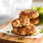 Air Fryer Crab Cakes Old Bay recipe, served and ready to eat, easy homemade dish