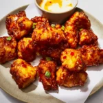 Air Fryer Honey Sriracha Chicken recipe, served and ready to eat, easy homemade dish