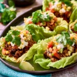 BIRRIA BEEF LETTUCE CUPS recipe, served and ready to eat, easy homemade dish