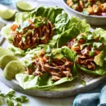 Chipotle Chicken Lettuce Cups recipe, served and ready to eat, easy homemade dish