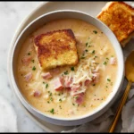 Creamy Reuben Soup recipe, served and ready to eat, easy homemade dish
