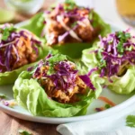 PULLED PORK LETTUCE CUPS BBQ recipe, served and ready to eat, easy homemade dish