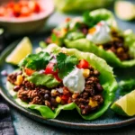 STREET TACO LETTUCE CUPS recipe, served and ready to eat, easy homemade dish