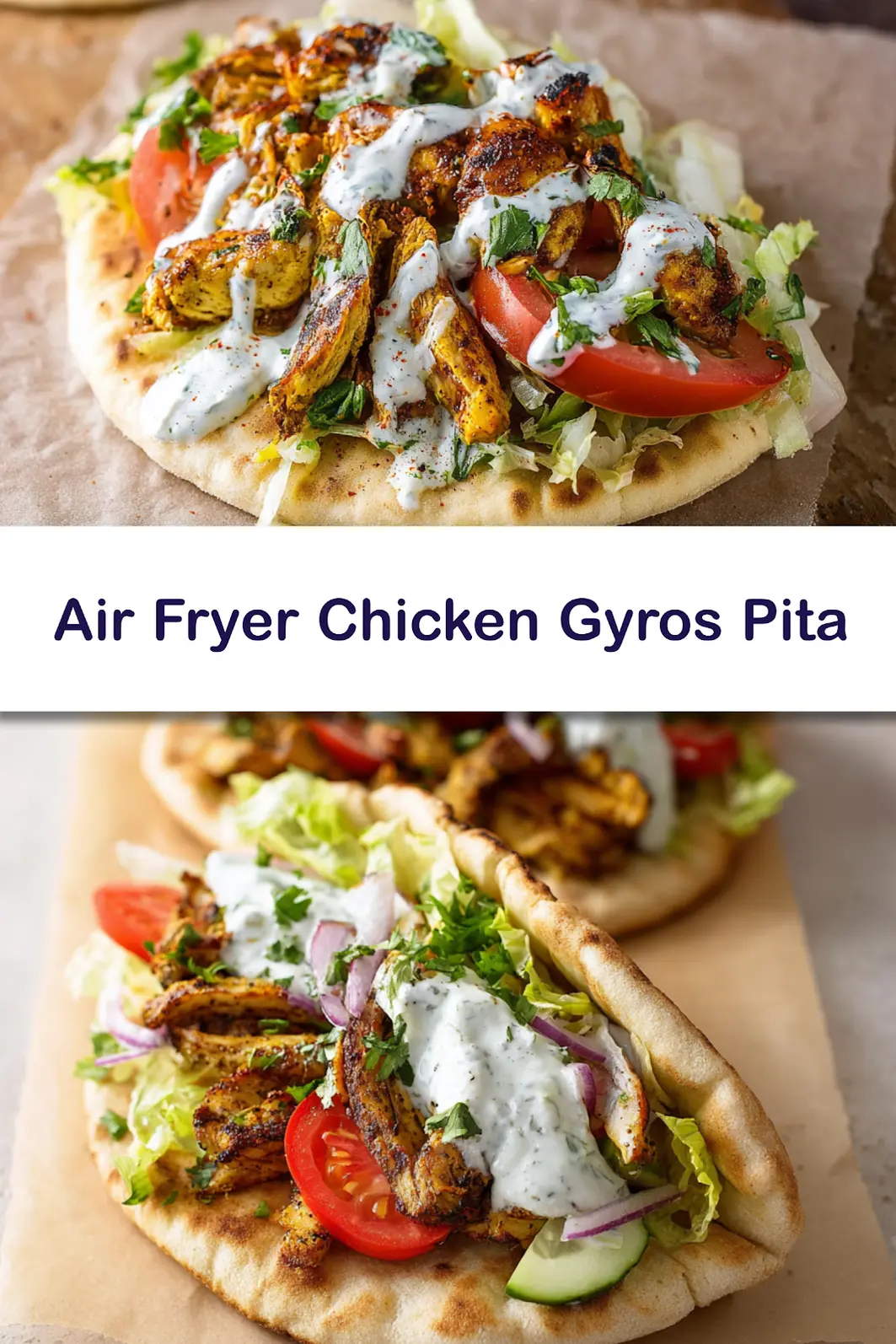 Air Fryer Chicken Gyros Pita Satisfying Real Way to Make a Better Dinner 6 Air Fryer Chicken Gyros Pita recipe, served and ready to eat, easy homemade dish