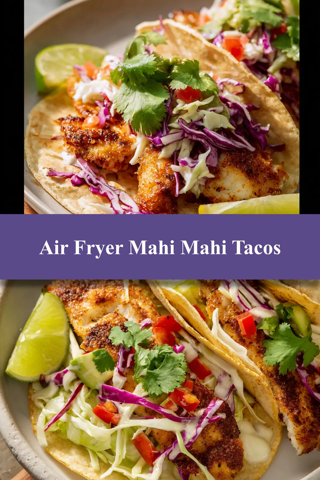 Air Fryer Mahi Mahi Tacos That Make Dinner Feel New and Satisfying 6 Air Fryer Mahi Mahi Tacos with cilantro lime slaw in warm tortillas, easy weeknight dinner recipe