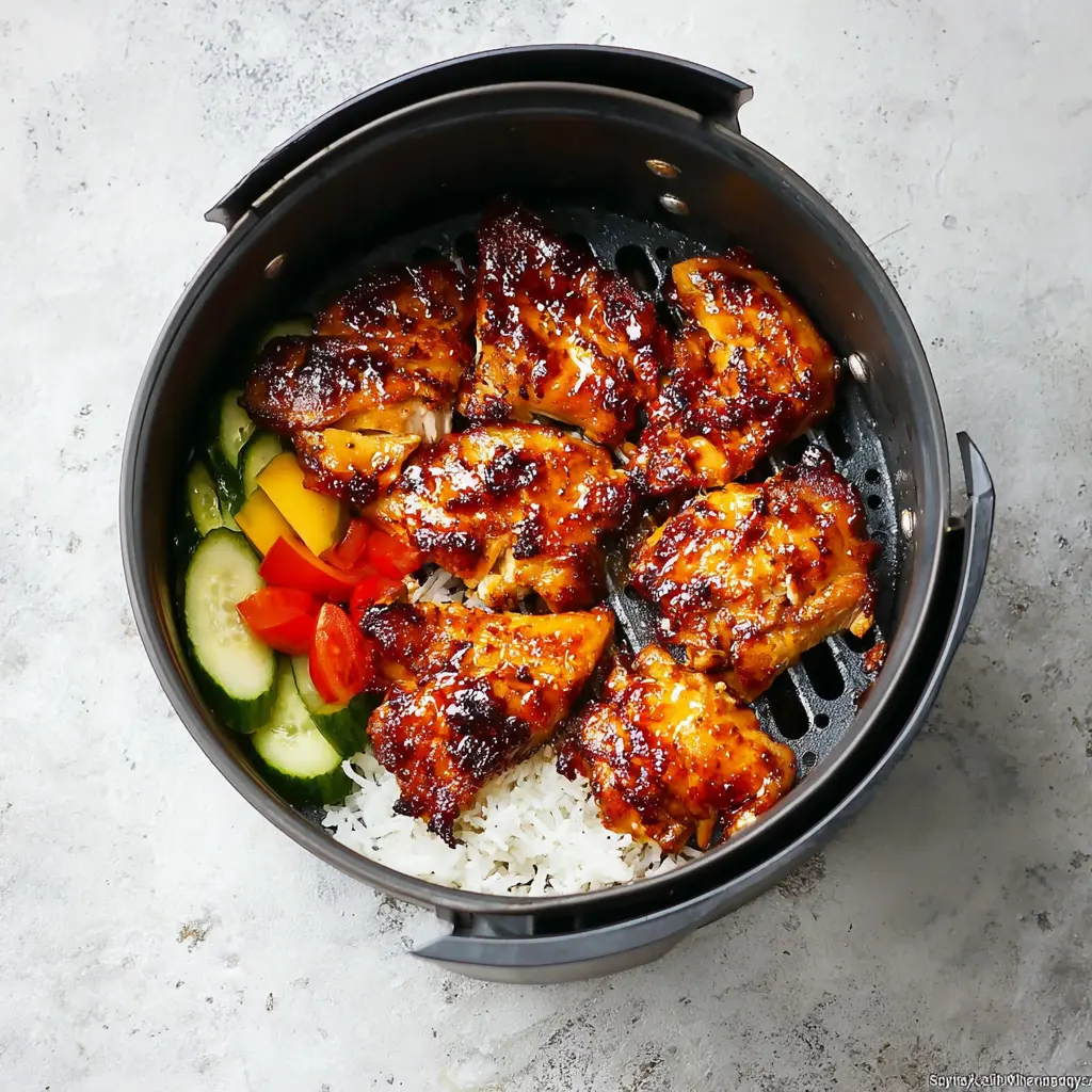 Air Fryer Chicken Bowl Teriyaki Meal Prep Is the Satisfying New Way to Make Real Dinners 5 Air Fryer Teriyaki Chicken Bowl recipe, served and ready to eat, easy homemade dish