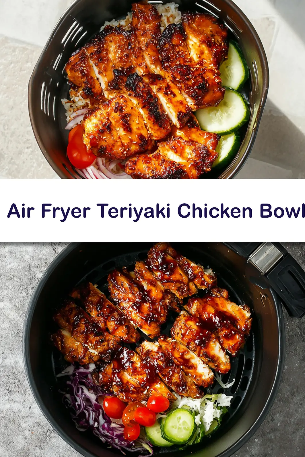 Air Fryer Chicken Bowl Teriyaki Meal Prep Is the Satisfying New Way to Make Real Dinners 6 Air Fryer Teriyaki Chicken Bowl recipe, served and ready to eat, easy homemade dish_pin