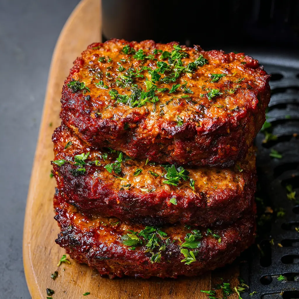 Air Fryer Turkey Meatloaf High Protein recipe, served and ready to eat, easy homemade dish