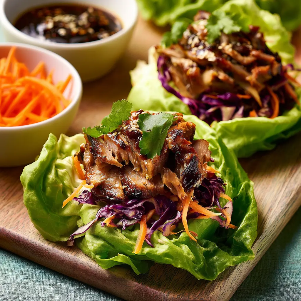 Char Siu Pork Lettuce Wraps Irresistible Easy Way to Love This Real Flavor 5 Char Siu Pork Lettuce Wraps served and ready to eat, easy homemade dish