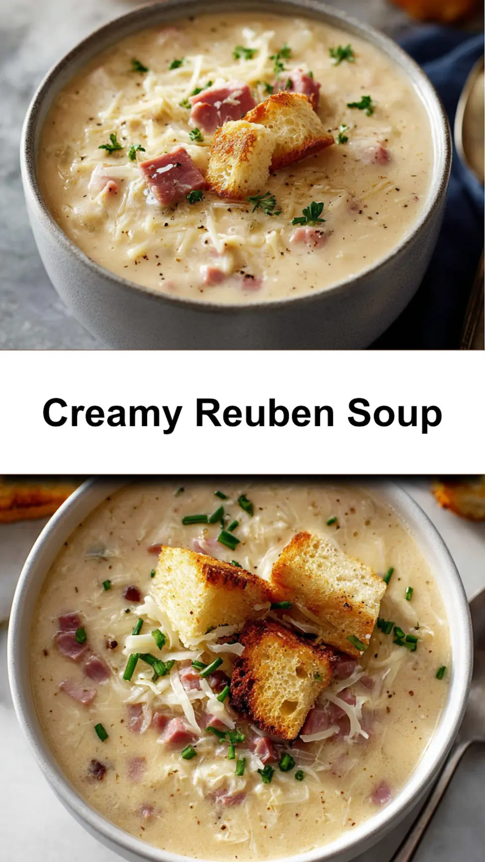 Creamy Reuben Soup recipe, served and ready to eat, easy homemade dish_pin