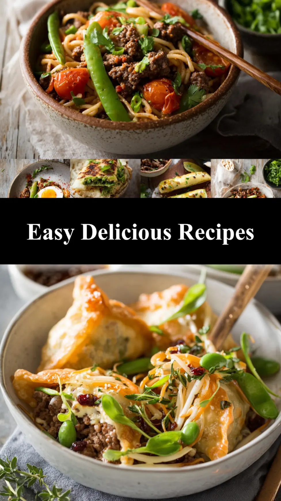Crockpot beef ramen recipe pin  slow cooker beef ramen in a bowl, ready to serve