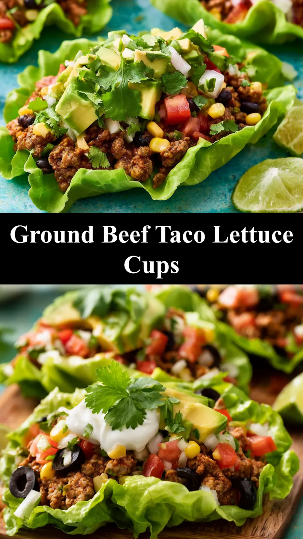 Ground Beef Taco Lettuce Cups served and ready to eat, easy homemade dish
